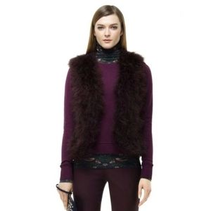 Club Monaco | Violet Marabou Feather Vest Burgandy Small